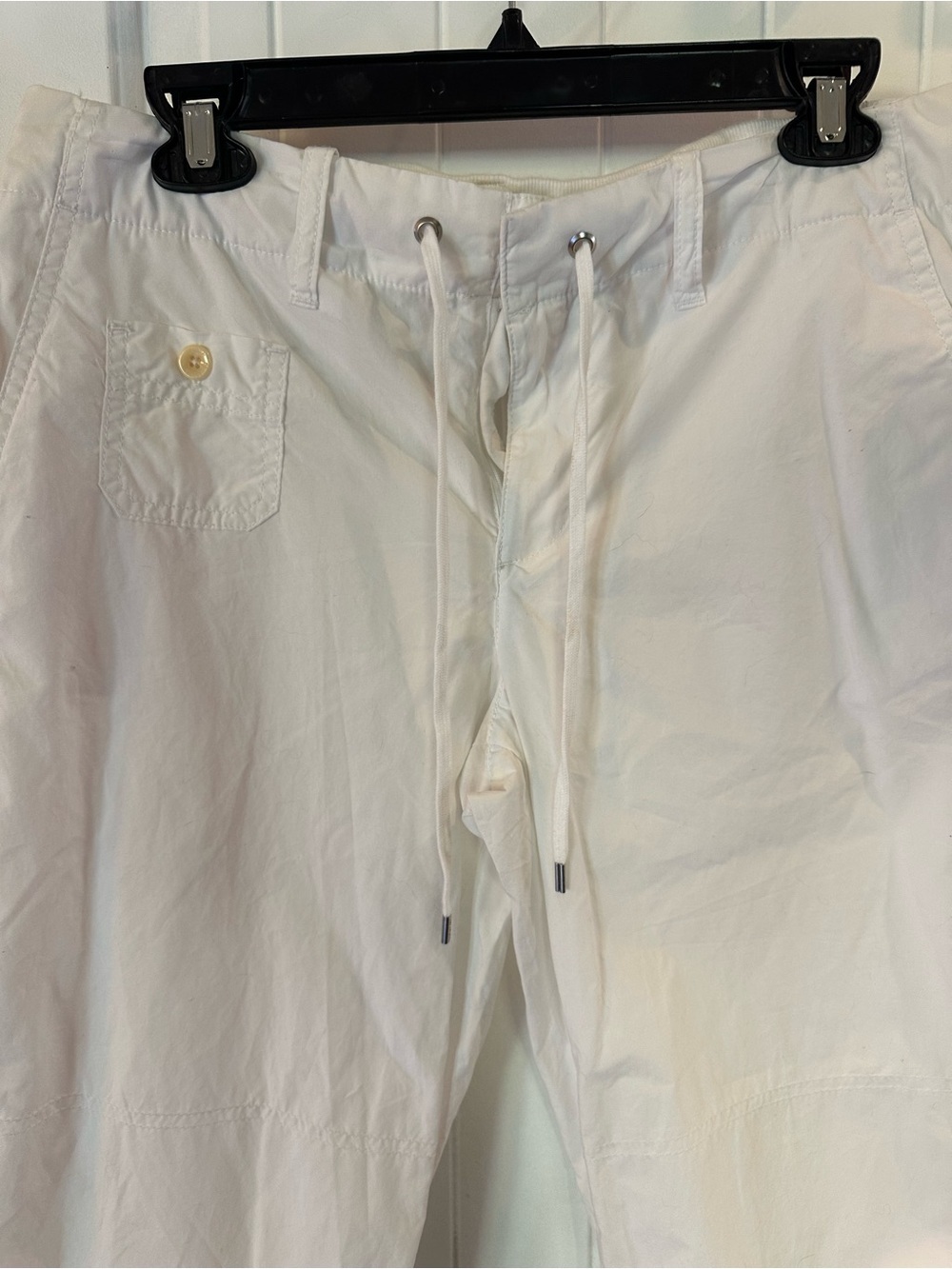 Ralph Lauren White Cropped Drawstring Linen-Blend Pants - Picture 2 of 6